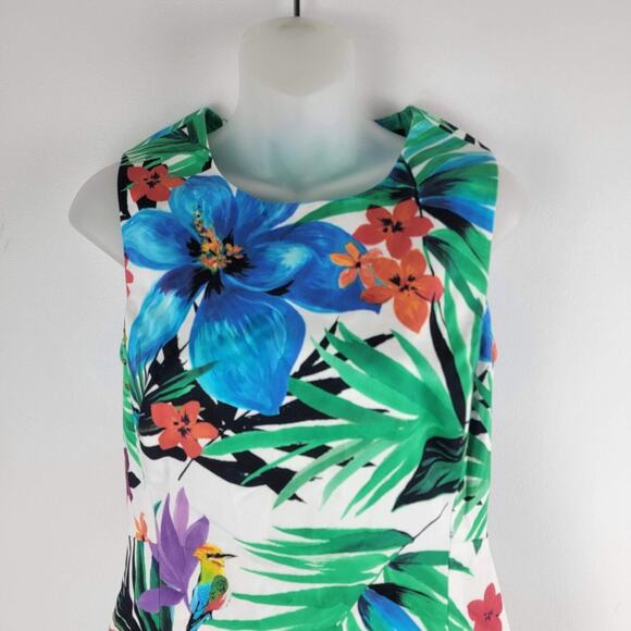 Etcetera Tropical Sleeveless Sheath Dress Back Zip Floral Lined Size 2 - Picture 3 of 6